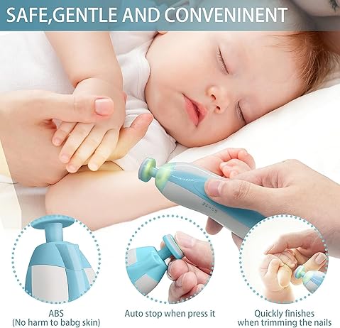 6-in-1 Electric Baby Nail Trimmer Kit | Battery Operated Manicure Set for New-borns, Toddlers, and Adults