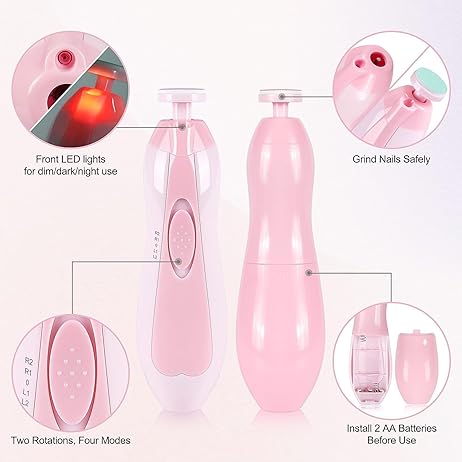 6-in-1 Electric Baby Nail Trimmer Kit | Battery Operated Manicure Set for New-borns, Toddlers, and Adults