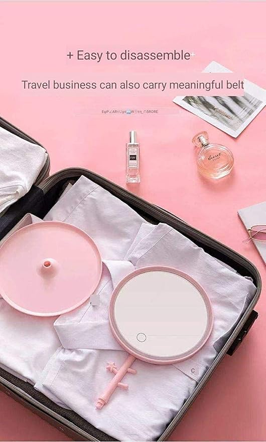 LED Vanity Mirror with Jewellery Organizer Stand – 180 Degree Rotation