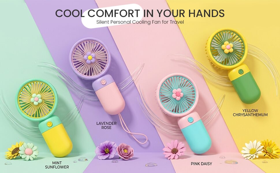 Portable Rechargeable Mini Fan for Travel, Office, Makeup, Kitchen & Outdoor Use