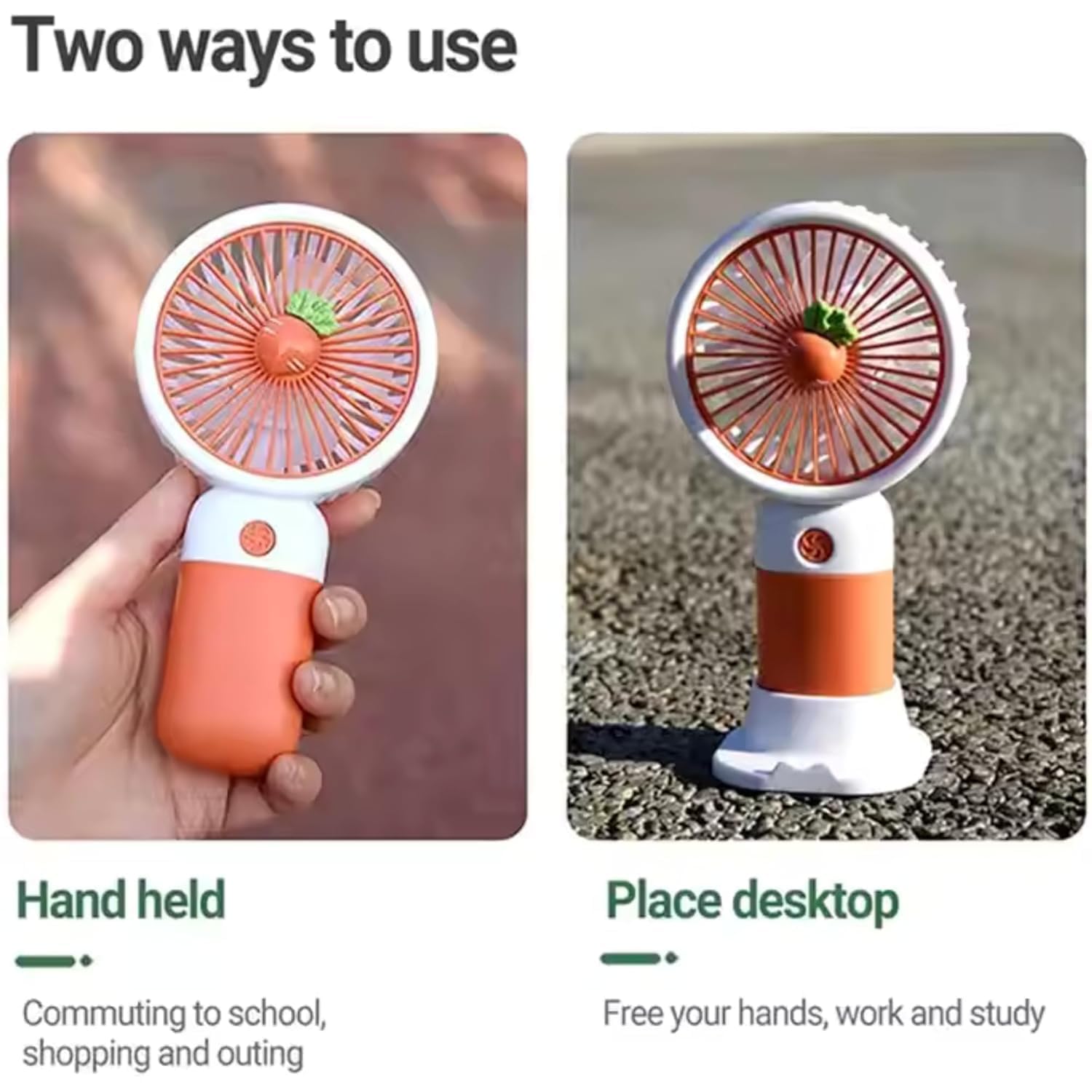 Portable Rechargeable Mini Fan for Travel, Office, Makeup, Kitchen & Outdoor Use