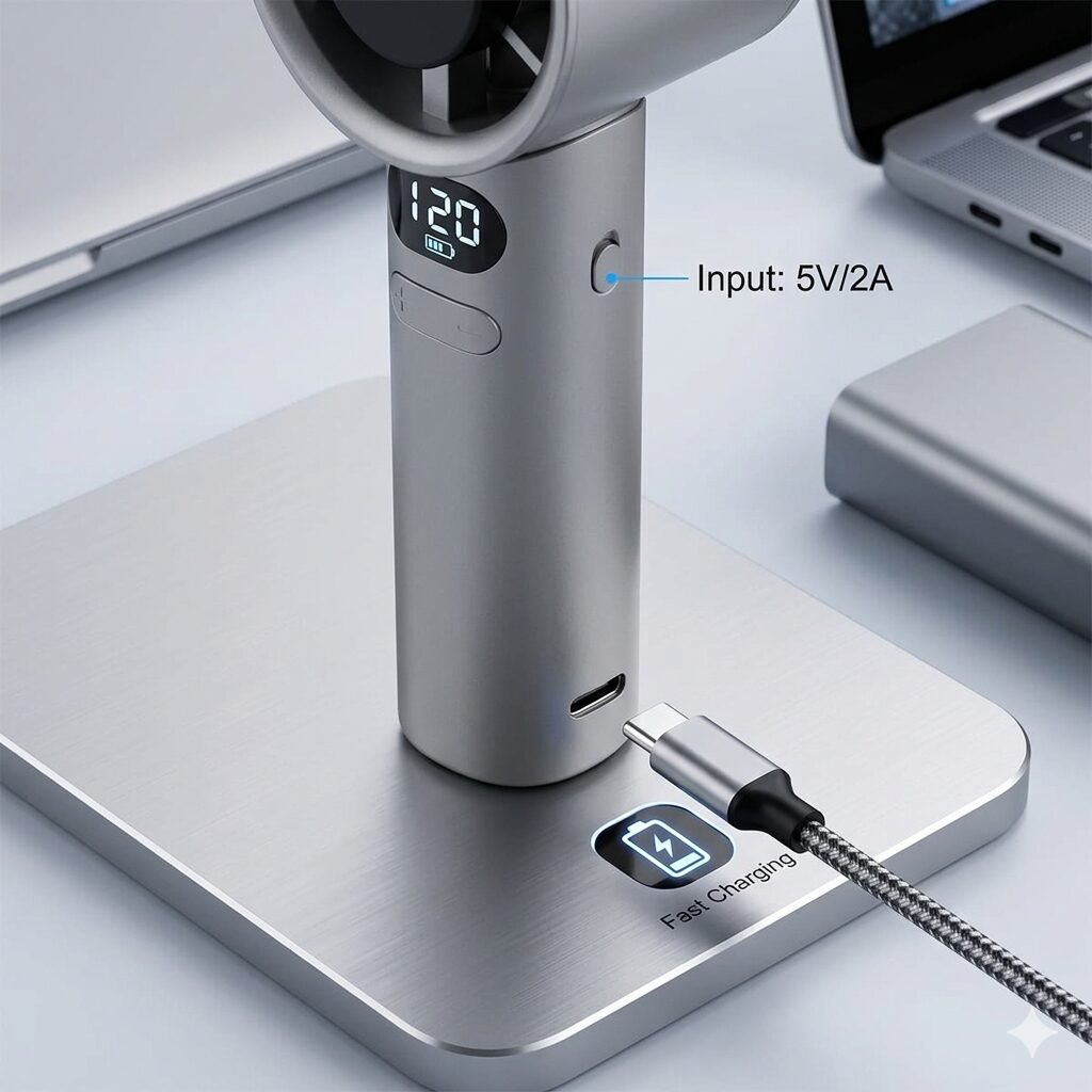 Portable Handheld Adjustable Mini Turbo Fan | Type-C Fast Charging Desk Fan for Travel & Office