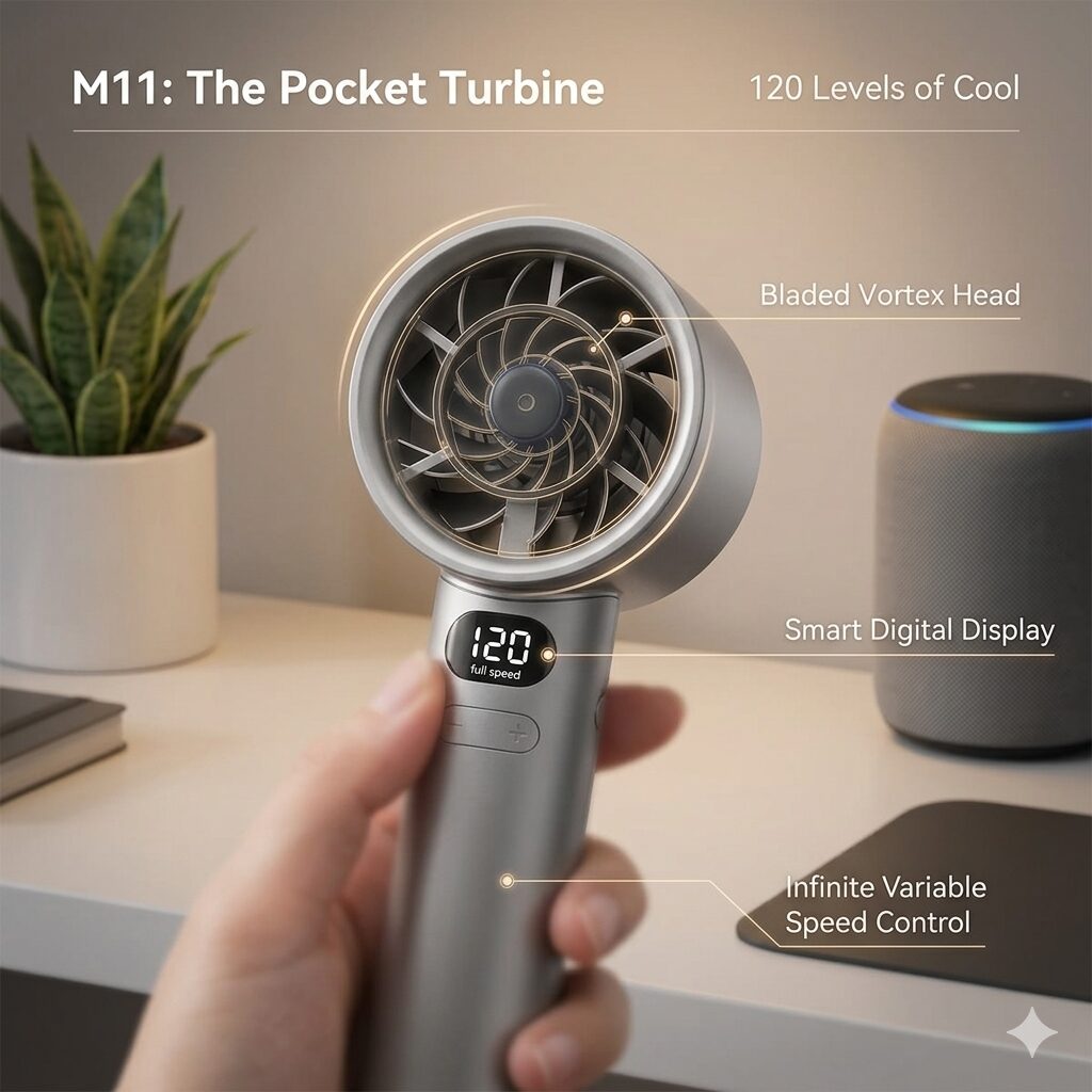 Portable Handheld Adjustable Mini Turbo Fan | Type-C Fast Charging Desk Fan for Travel & Office