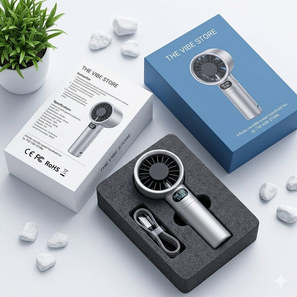 Portable Handheld Adjustable Mini Turbo Fan | Type-C Fast Charging Desk Fan for Travel & Office