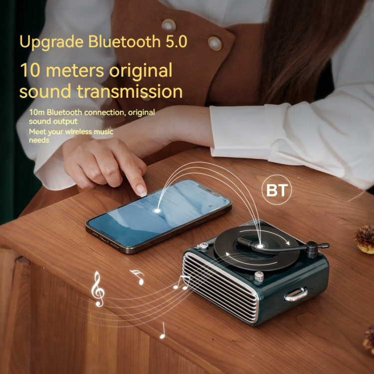 Classic Record Player Style Bluetooth Speaker