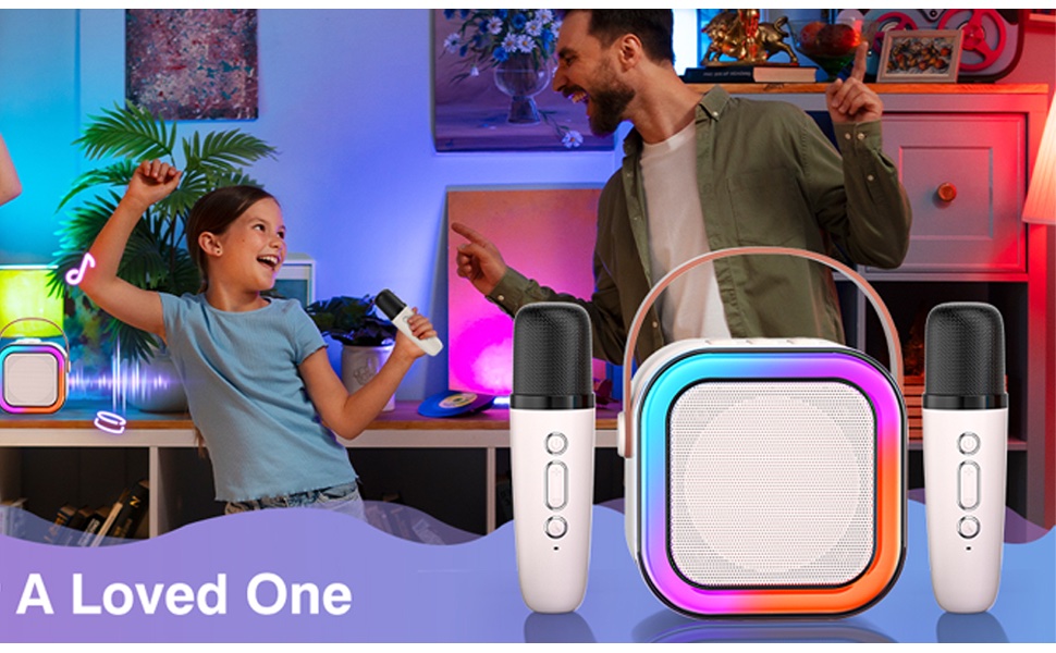 Bluetooth Karaoke Speaker with Wireless Microphone & LED Lights