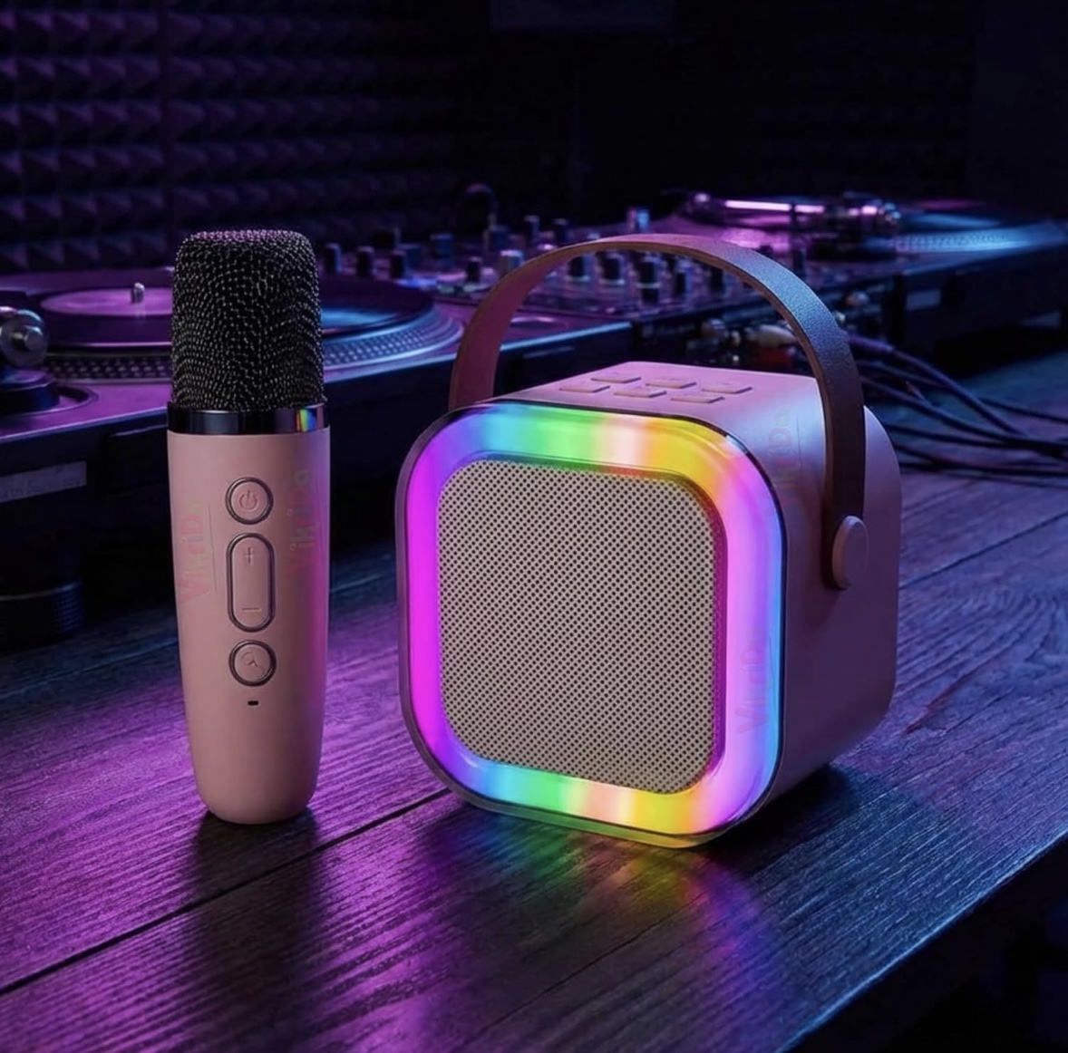 Bluetooth Karaoke Speaker with Wireless Microphone & LED Lights