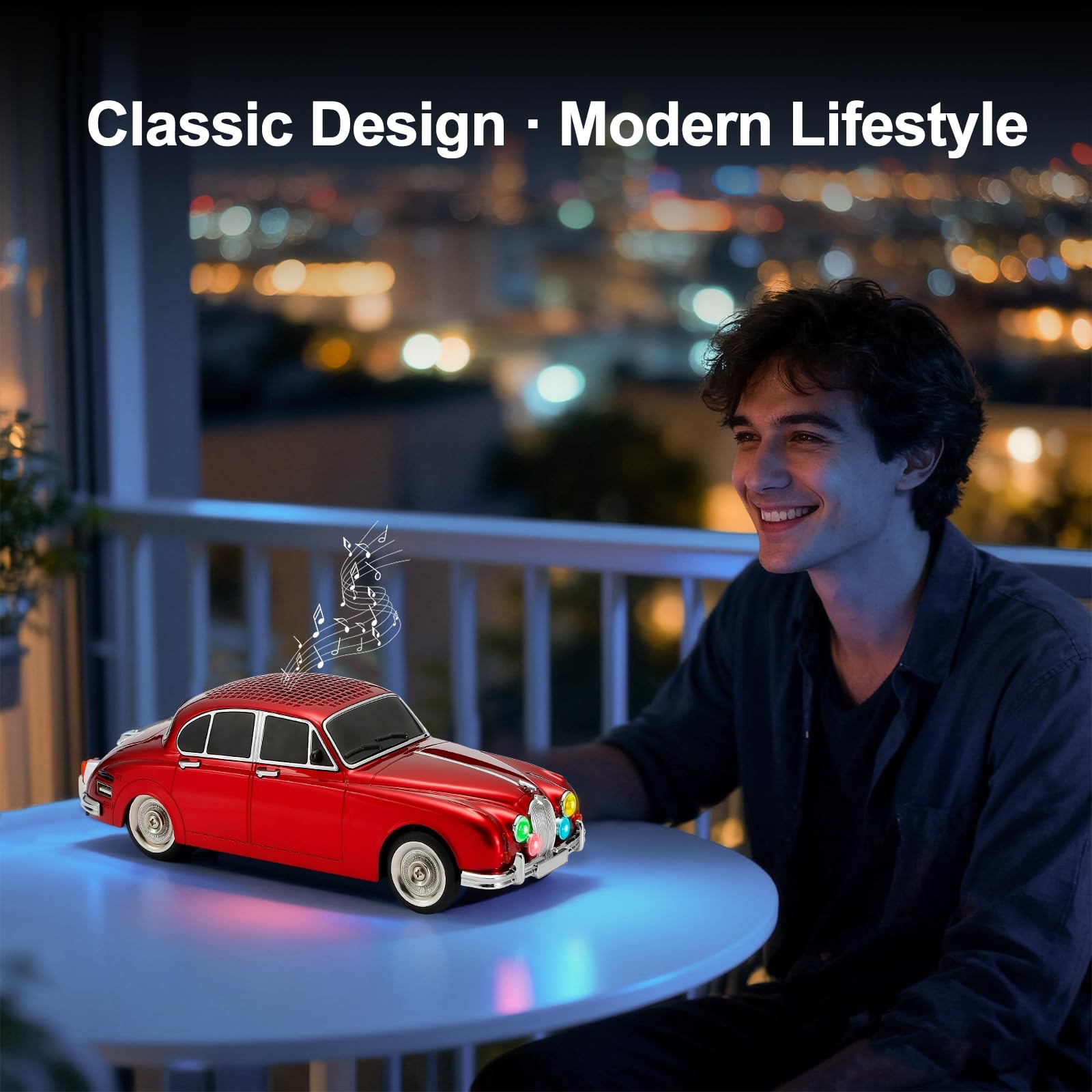 Vintage Classic Car Bluetooth Speaker | Retro Sedan Design (Multicolour)
