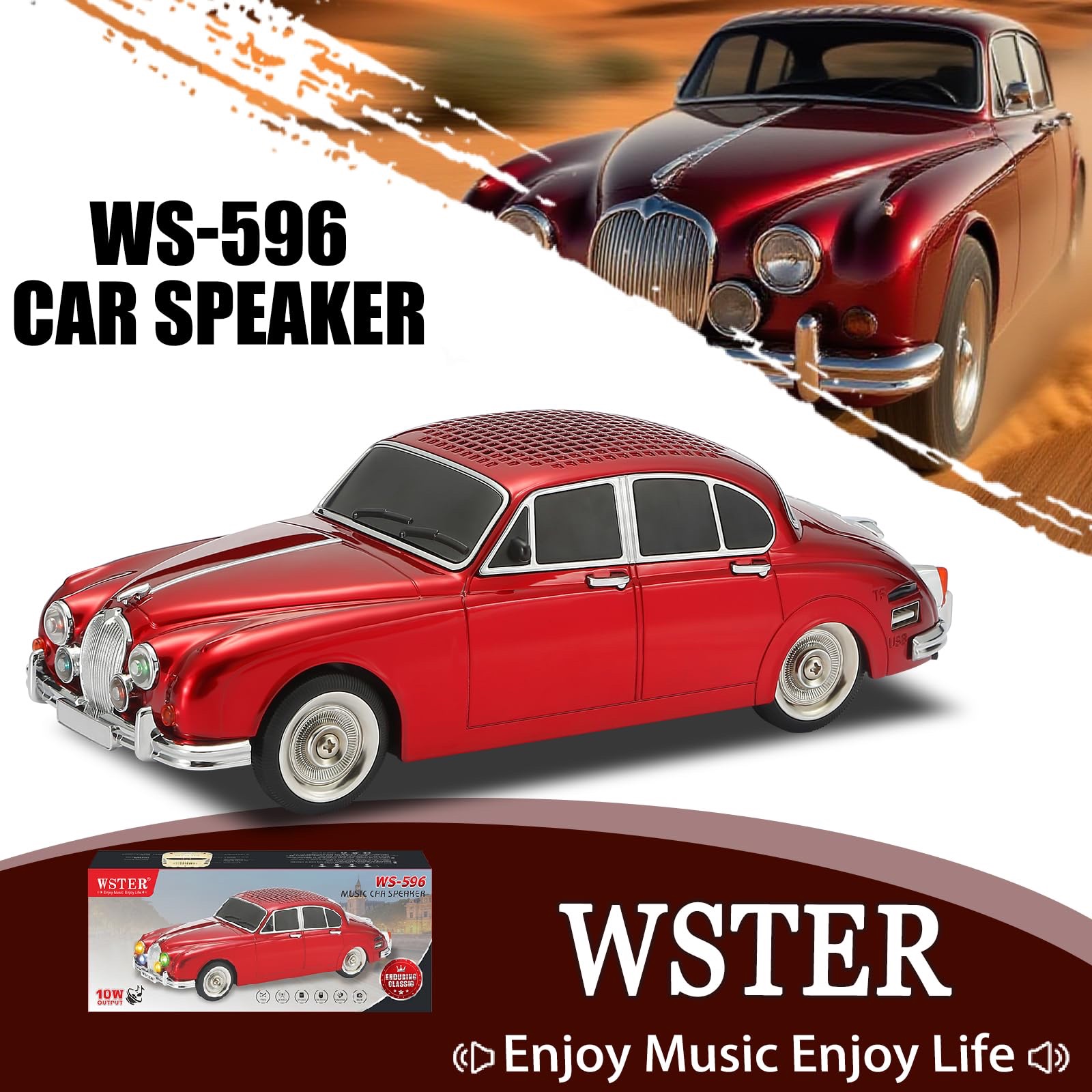 Vintage Classic Car Bluetooth Speaker | Retro Sedan Design (Multicolour)