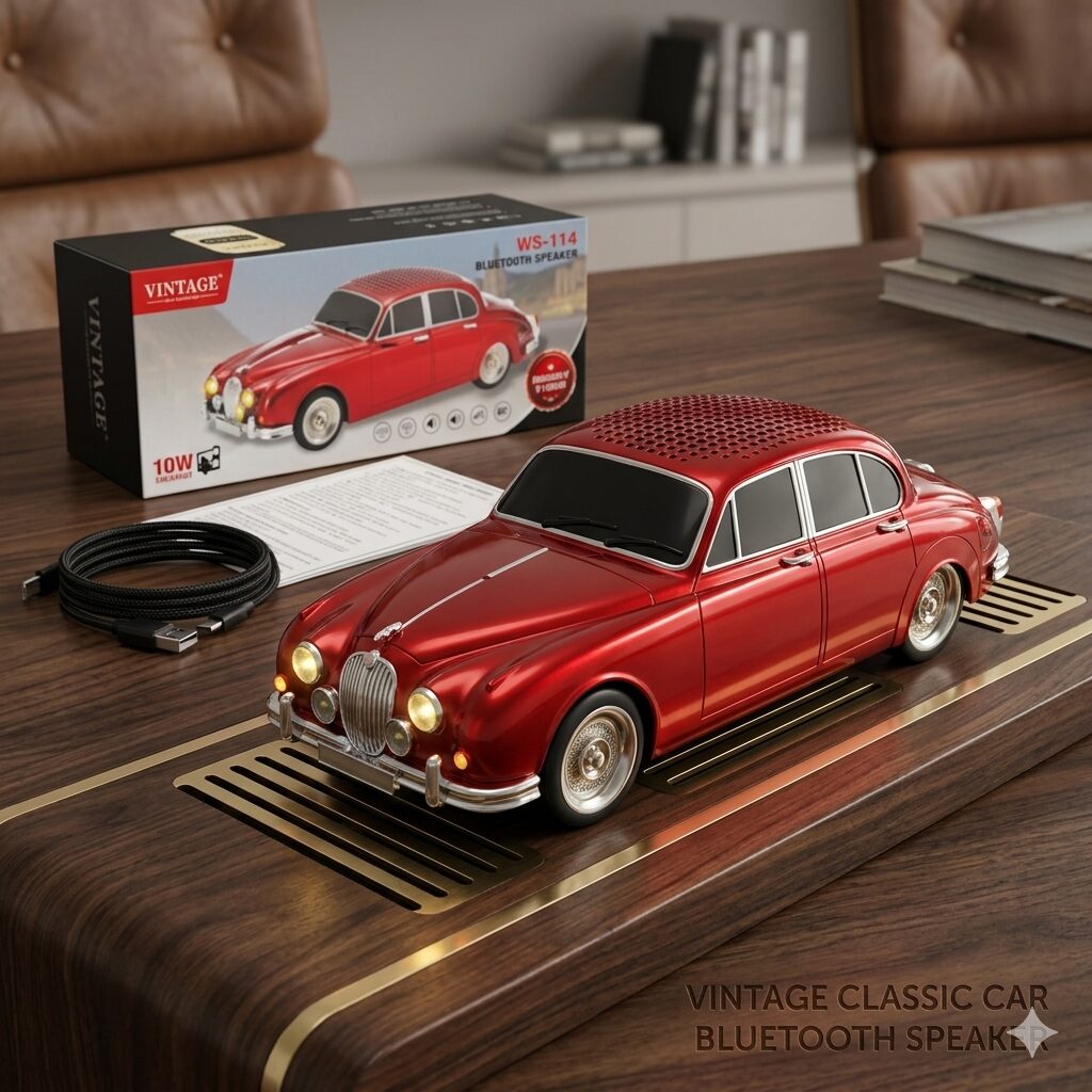 Vintage Classic Car Bluetooth Speaker | Retro Sedan Design (Multicolour)