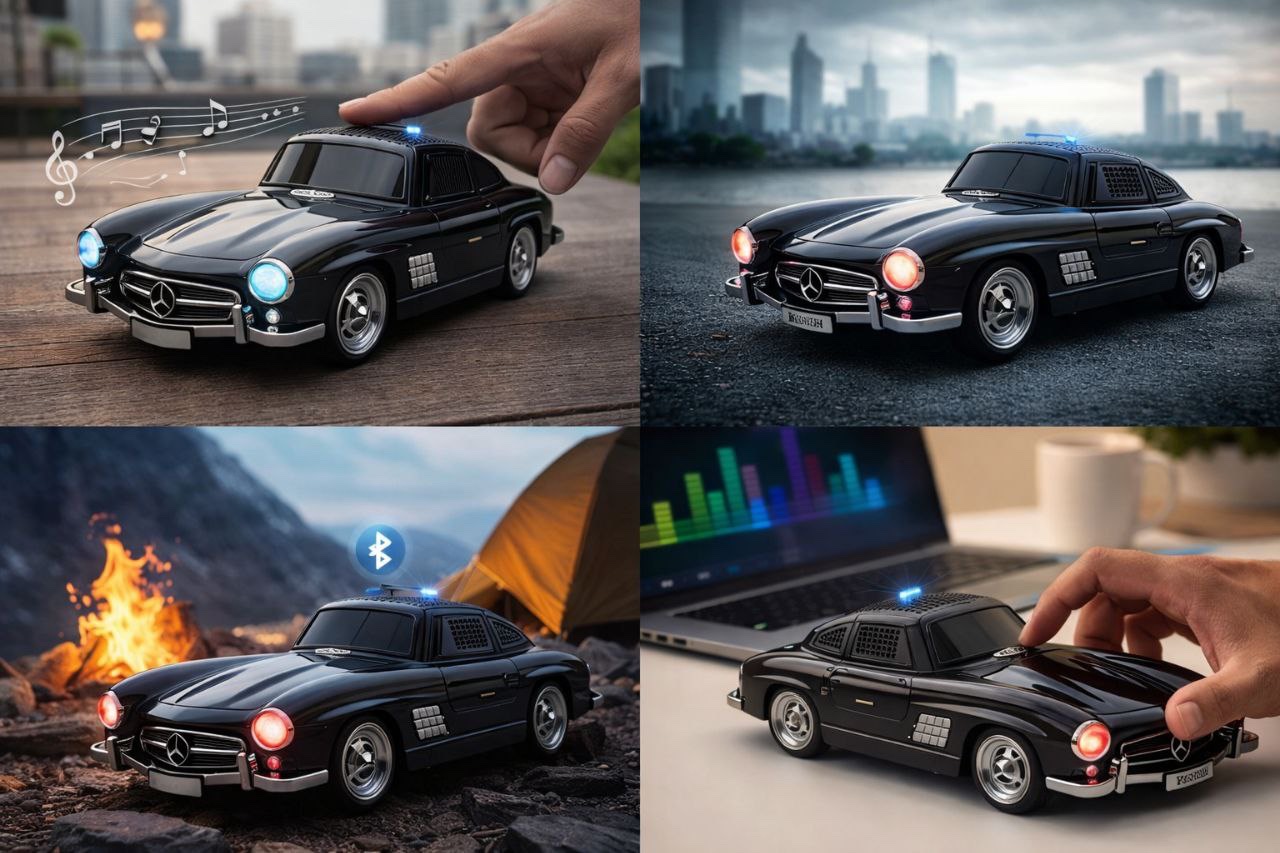 Classic Mercedes-Benz 300 Roadster Bluetooth Portable Speaker w/LED Light