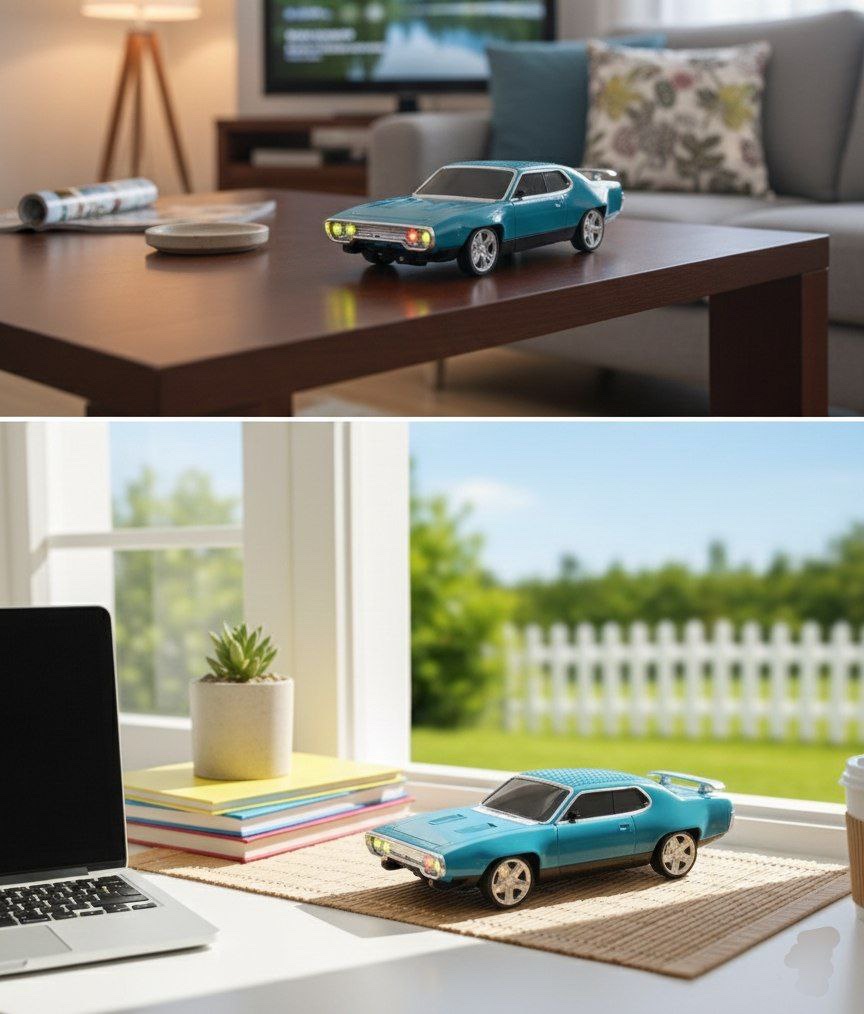 Vintage Muscle Car Wireless Speaker | Retro Tabletop Bluetooth Sound System with LED Lights