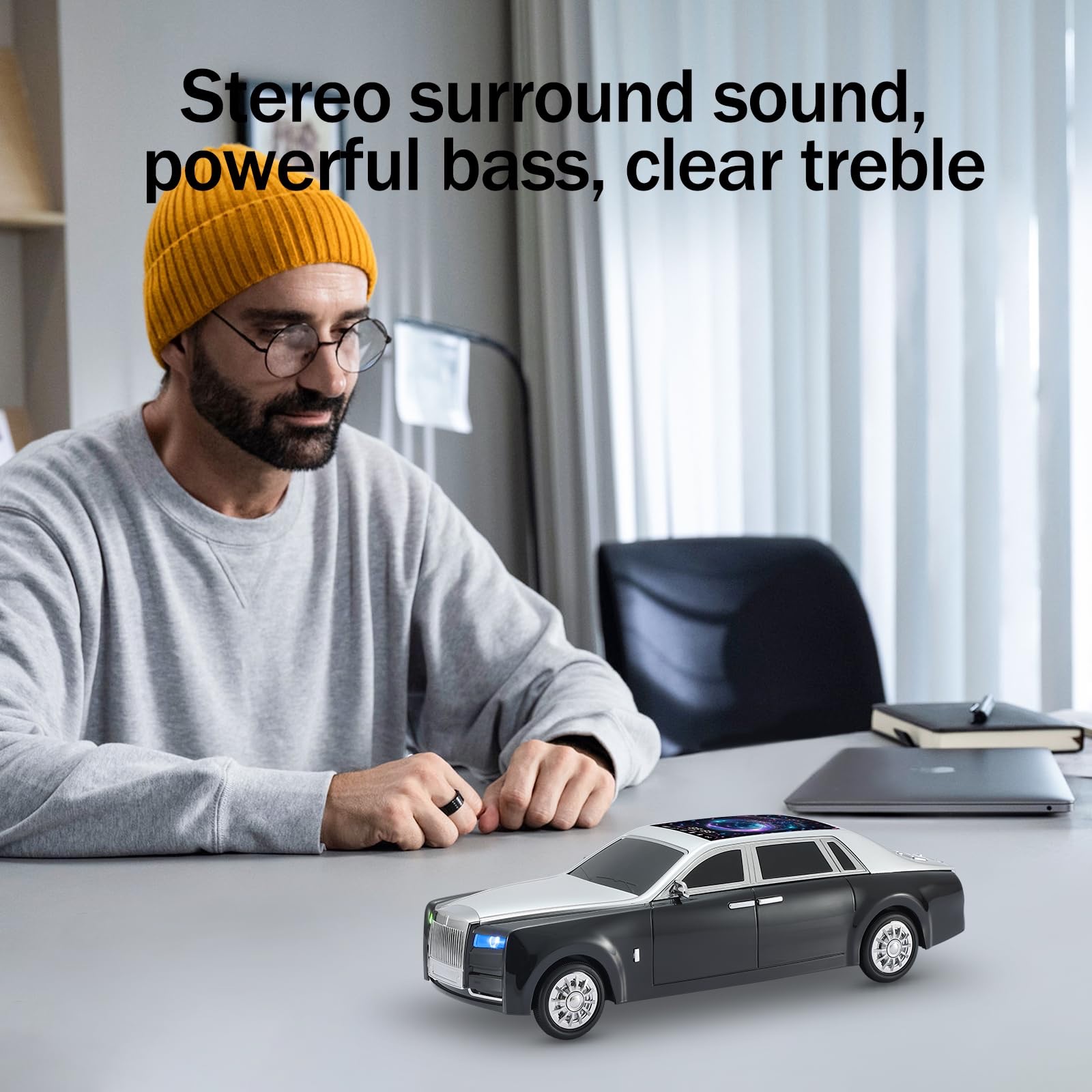 Luxury Sedan Replica Bluetooth Speaker – LED Starry Sky Screen Display, HD Sound