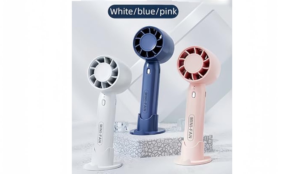 Handheld Mini Fan, Portable USB Rechargeable Fan With Base - 3 Speed Powerful & Quiet Personal Cooling Blower