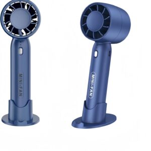 Handheld Mini Fan, Portable USB Rechargeable Fan With Base – 3 Speed Powerful & Quiet Personal Cooling Blower