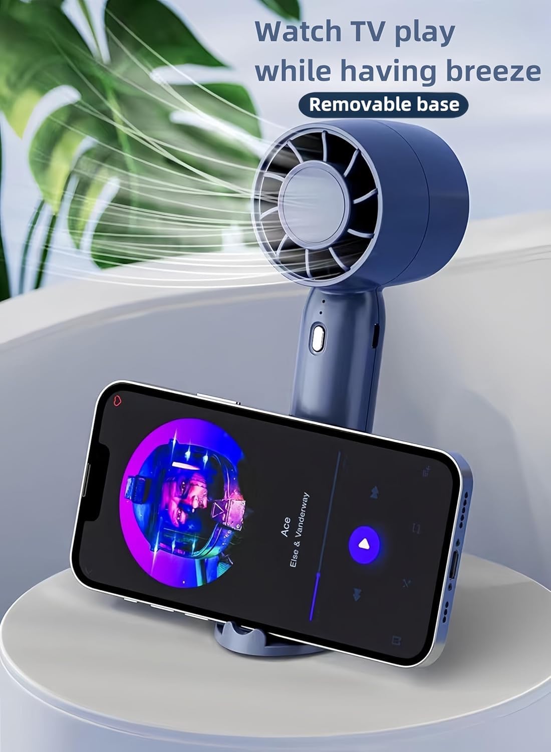 Handheld Mini Fan, Portable USB Rechargeable Fan With Base - 3 Speed Powerful & Quiet Personal Cooling Blower