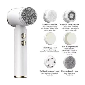 6-in-1 Electric Facial Cleansing Brush & Skin Massager Kit – Deep Pore Exfoliation, Makeup Removal & Facial Glow System