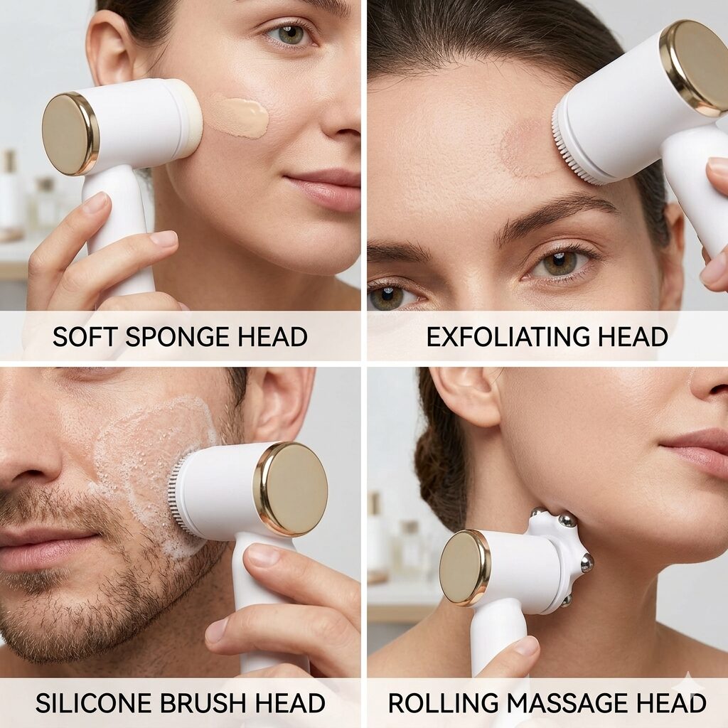 6-in-1 Electric Facial Cleansing Brush & Skin Massager Kit – Deep Pore Exfoliation, Makeup Removal & Facial Glow System