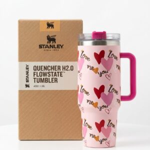 Stanly Quencher Tumbler 40oz – Limited Edition Valentine’s Pink Hearts