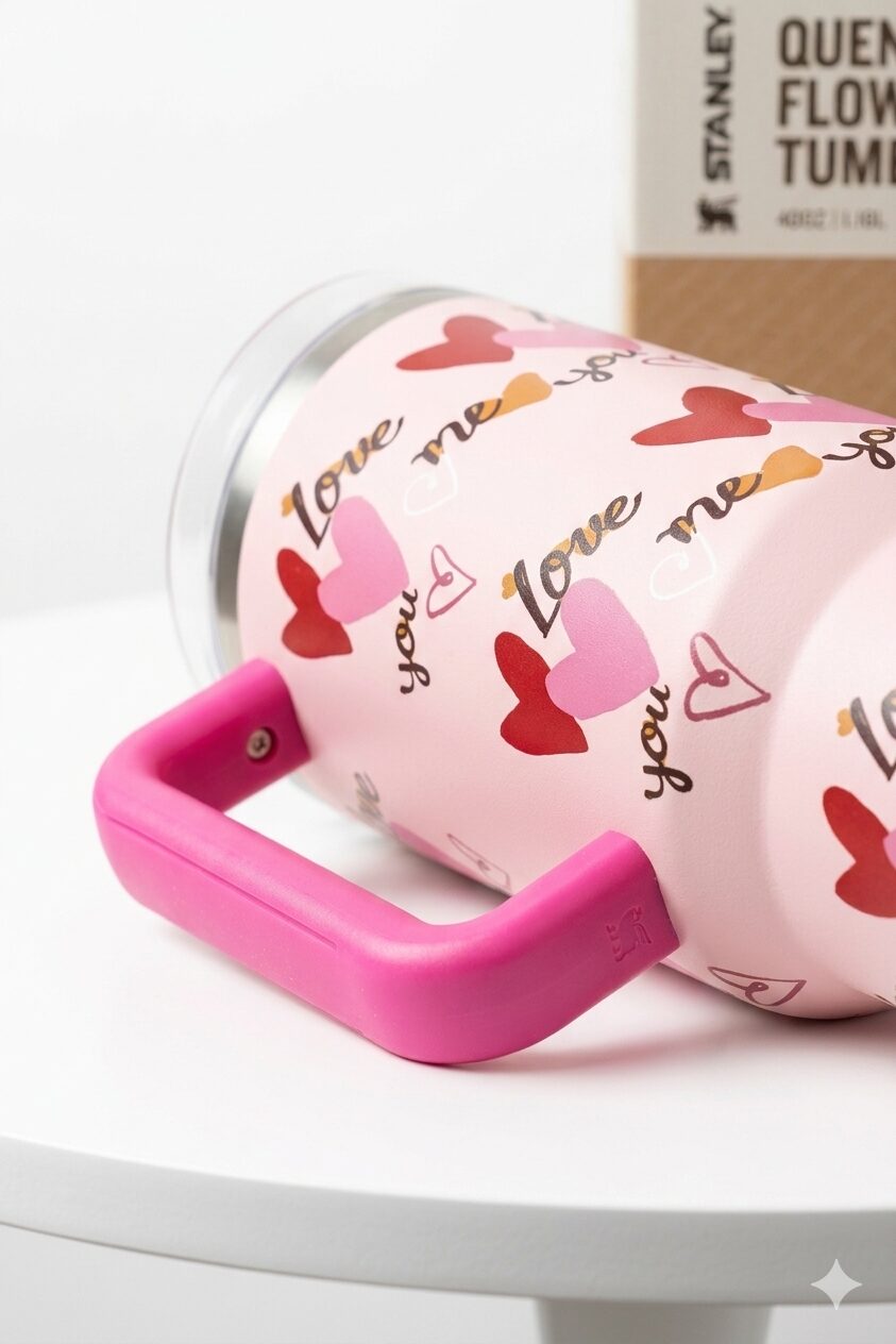 Stanly Quencher Tumbler 40oz – Limited Edition Valentine's Pink Hearts