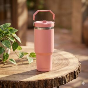 Stainless Steel Insulated Travel Tumbler (890ml) – Heavy Duty Thermal Coffee Mug with Easy-Carry Handle, Keeps Drinks Hot & Icy Cold