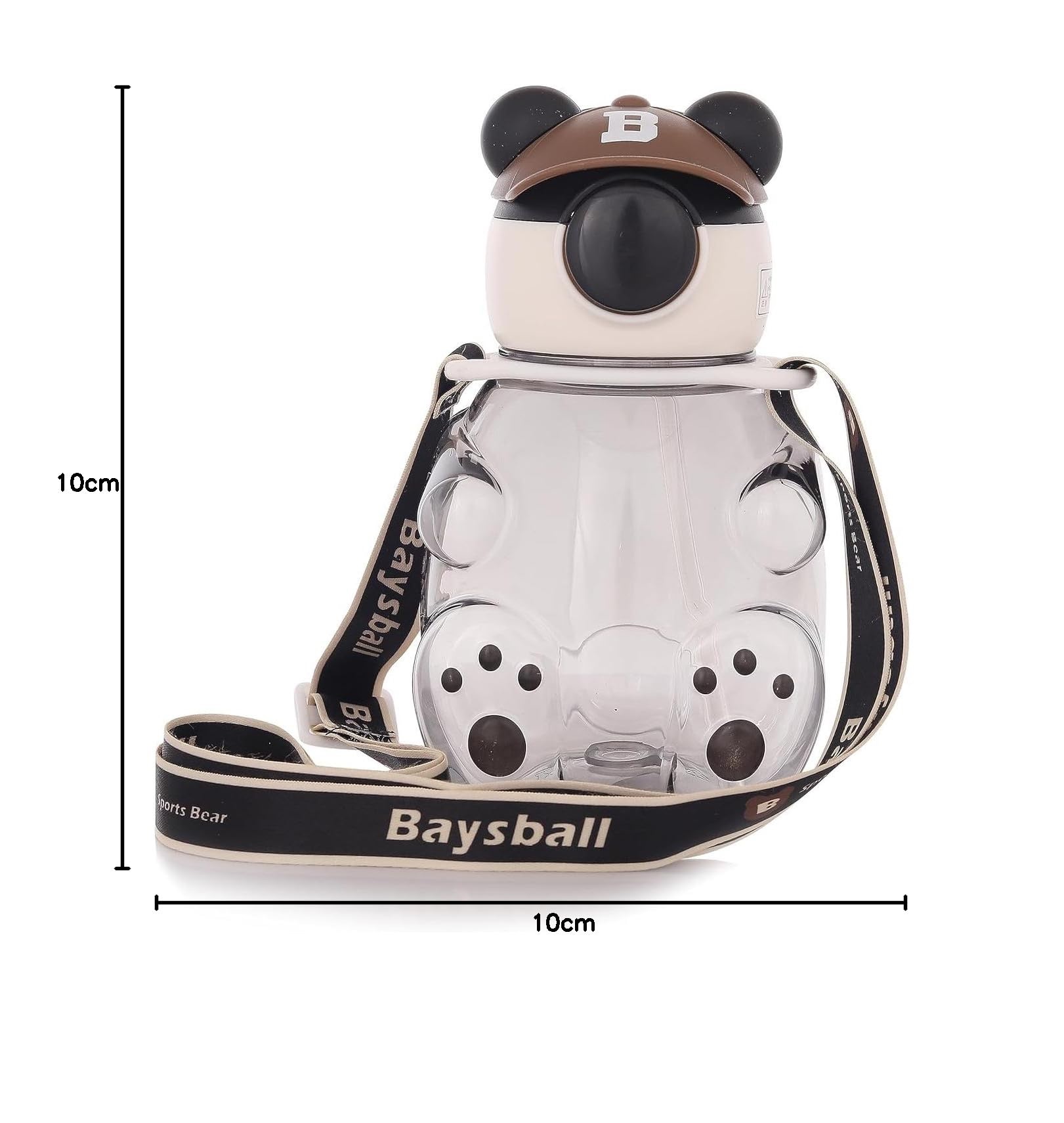 Cute Bear Shaped Water Bottle with Straw and Adjustable Strap - Portable Kids' Sporty Sipper