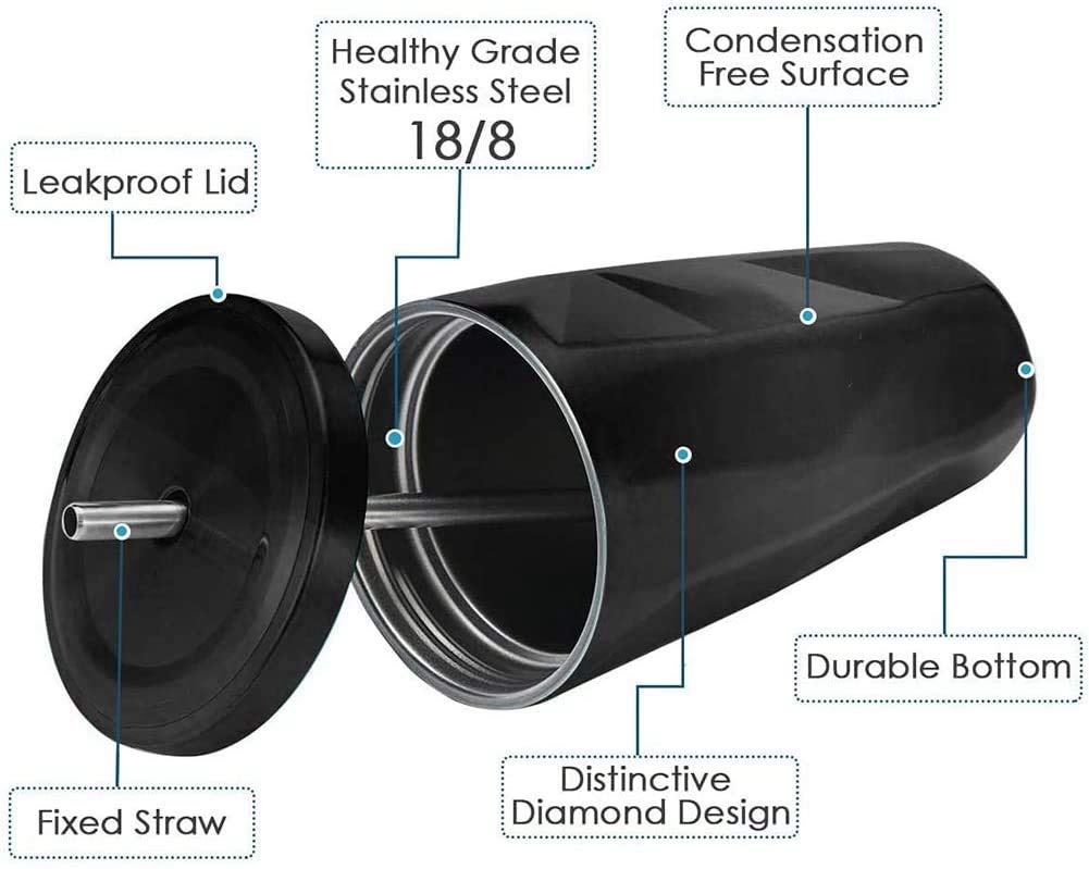 Stainless Steel Vacuum Insulated Coffee Glass Tumbler Black Color 500 ml Hot n Cold