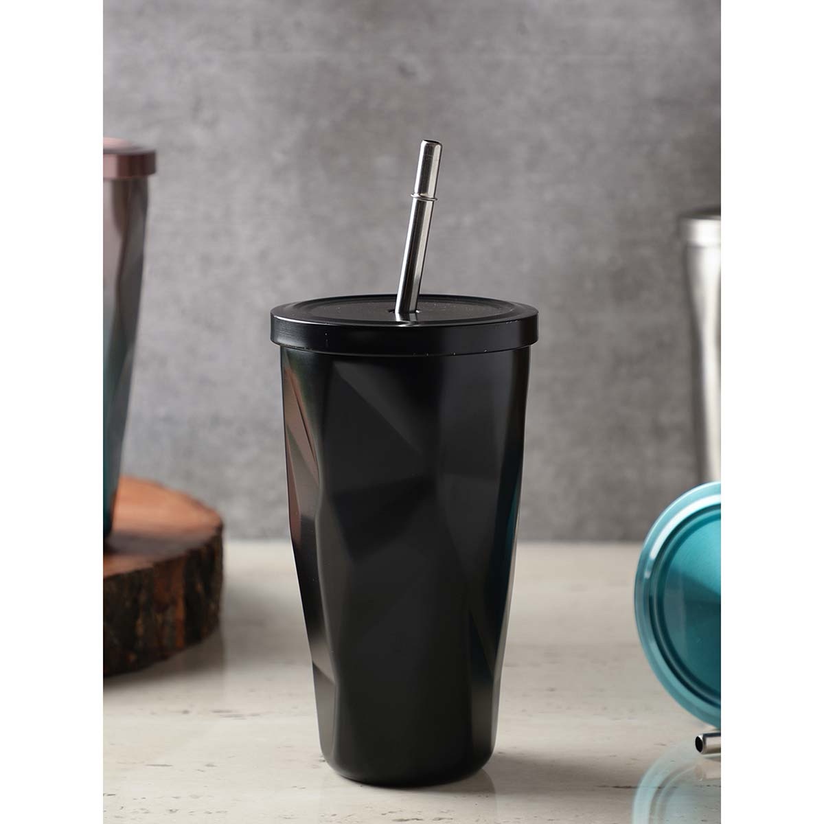 Stainless Steel Vacuum Insulated Coffee Glass Tumbler Black Color 500 ml Hot n Cold