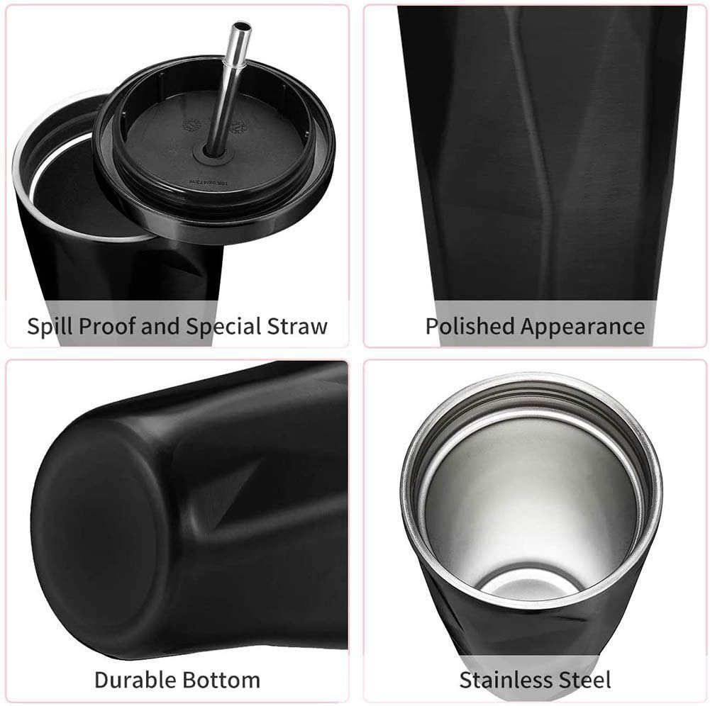Stainless Steel Vacuum Insulated Coffee Glass Tumbler Black Color 500 ml Hot n Cold