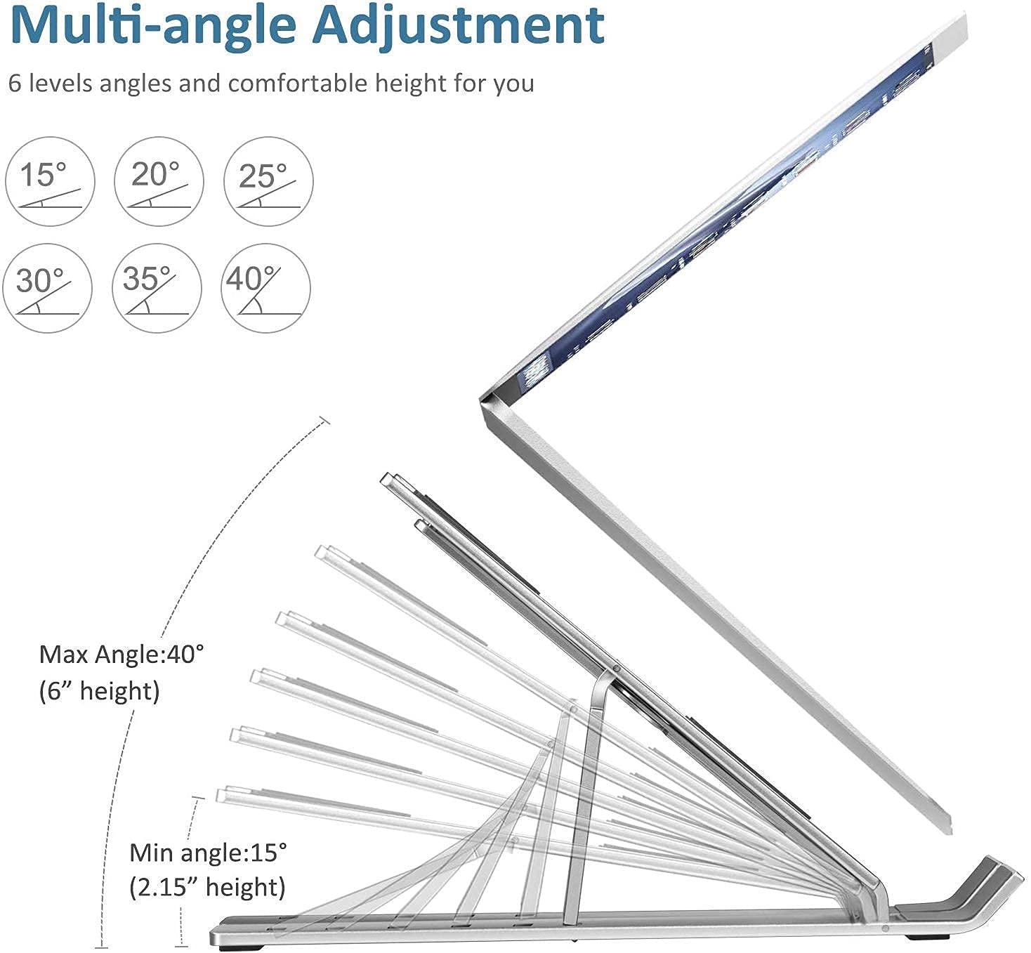 Adjustable Laptop Stand – Foldable Aluminum Laptop Stand for Laptops Up to 17 Inch