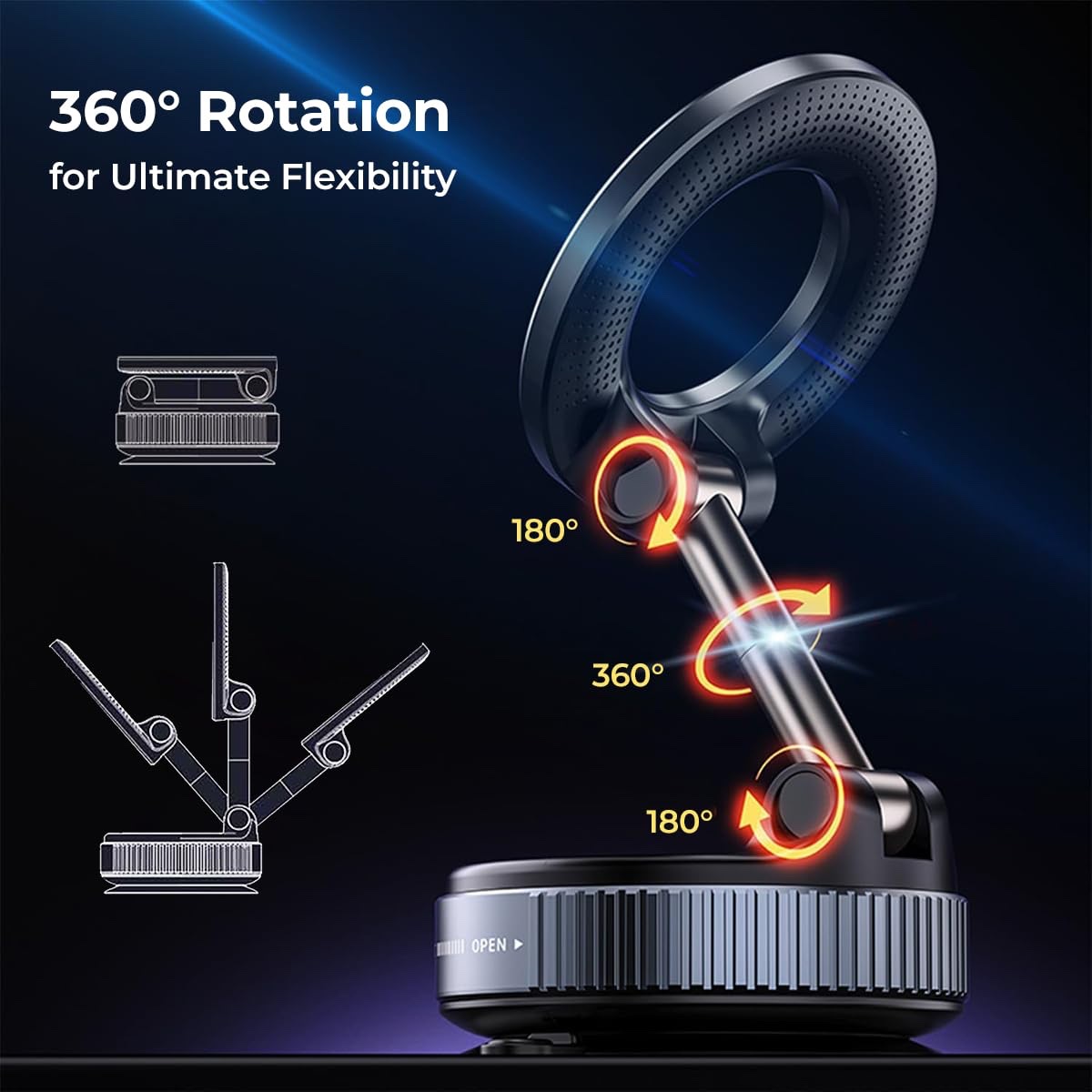 Magnetic Car Mobile Holder, Strong Vacuum Suction