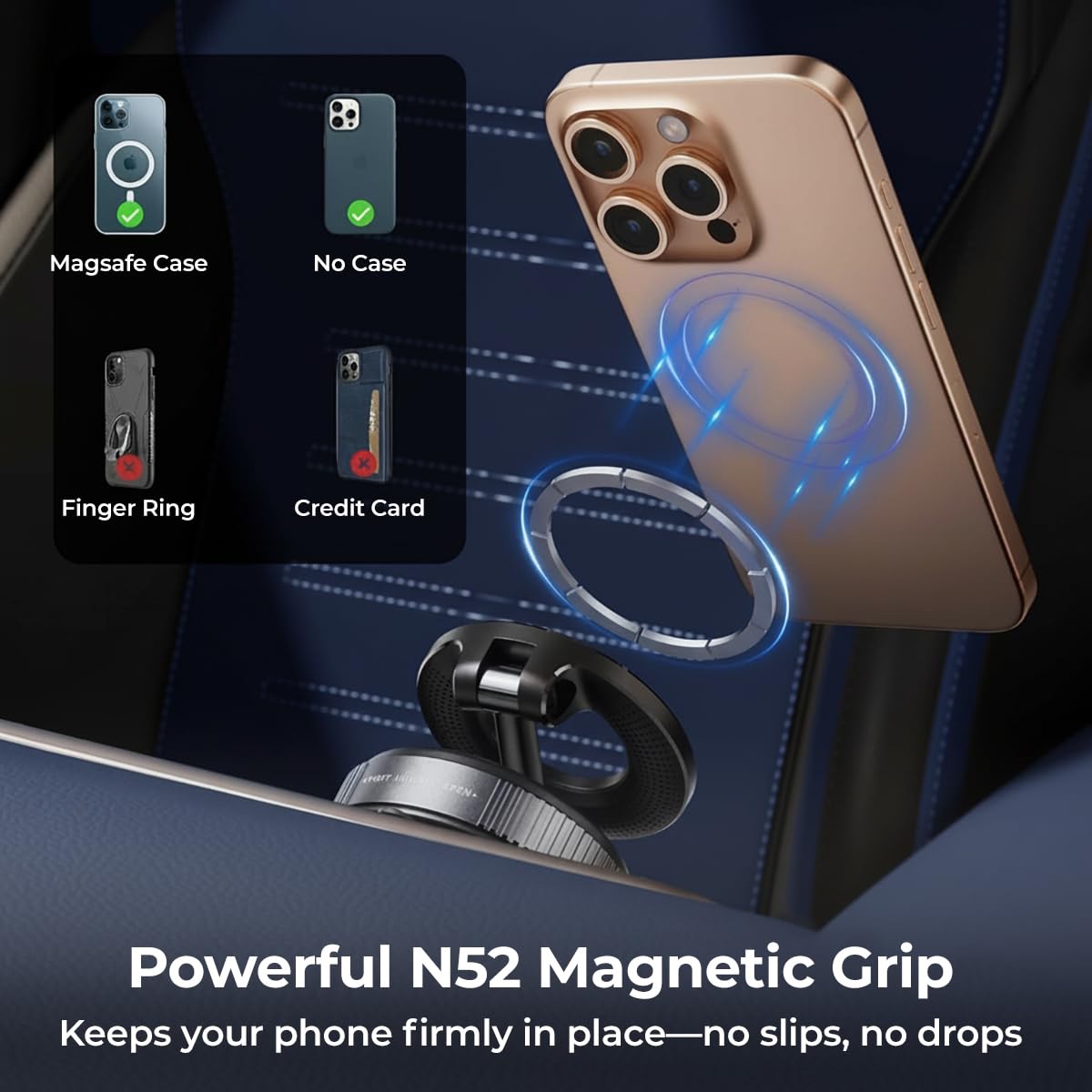 Magnetic Car Mobile Holder, Strong Vacuum Suction