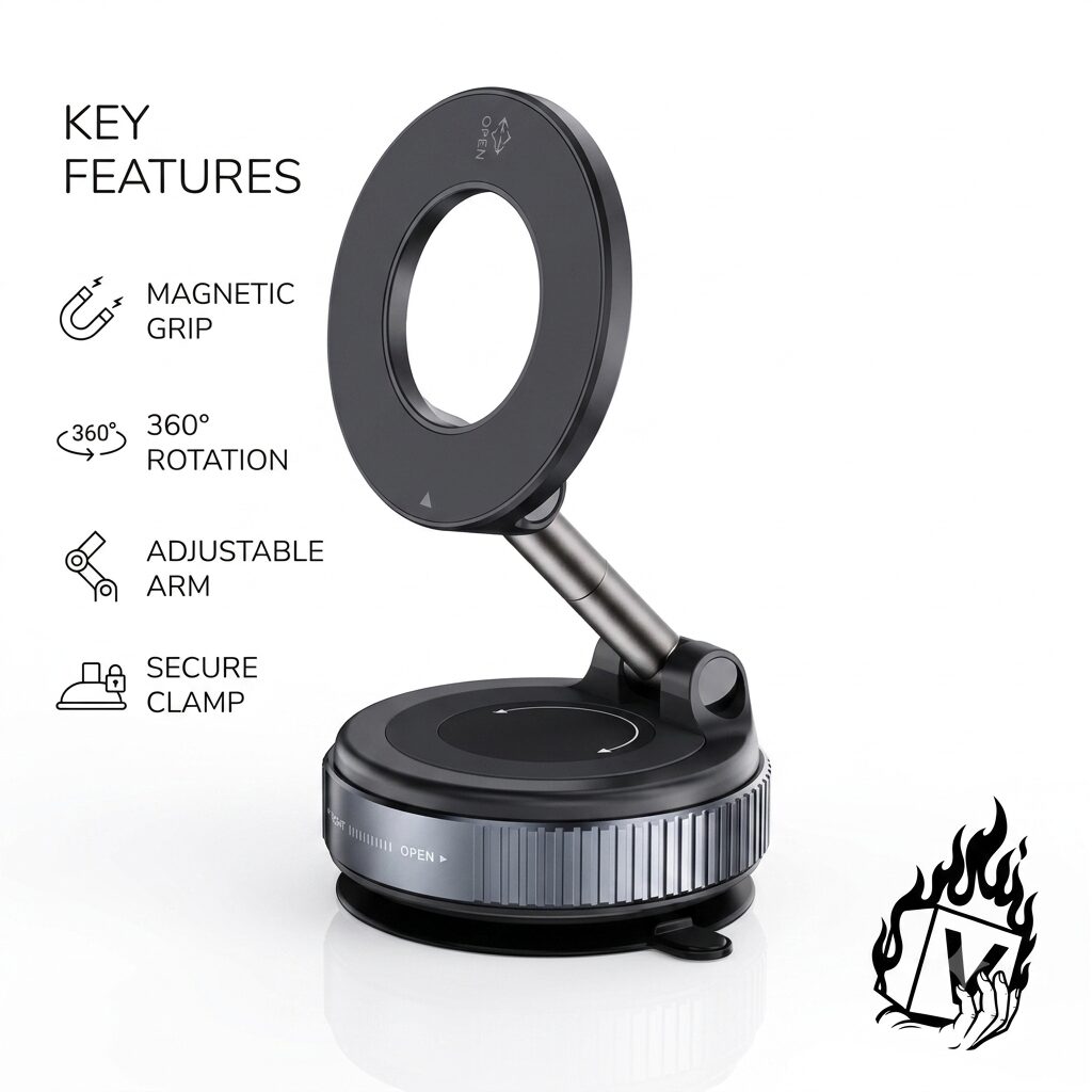 Magnetic Car Mobile Holder, Strong Vacuum Suction