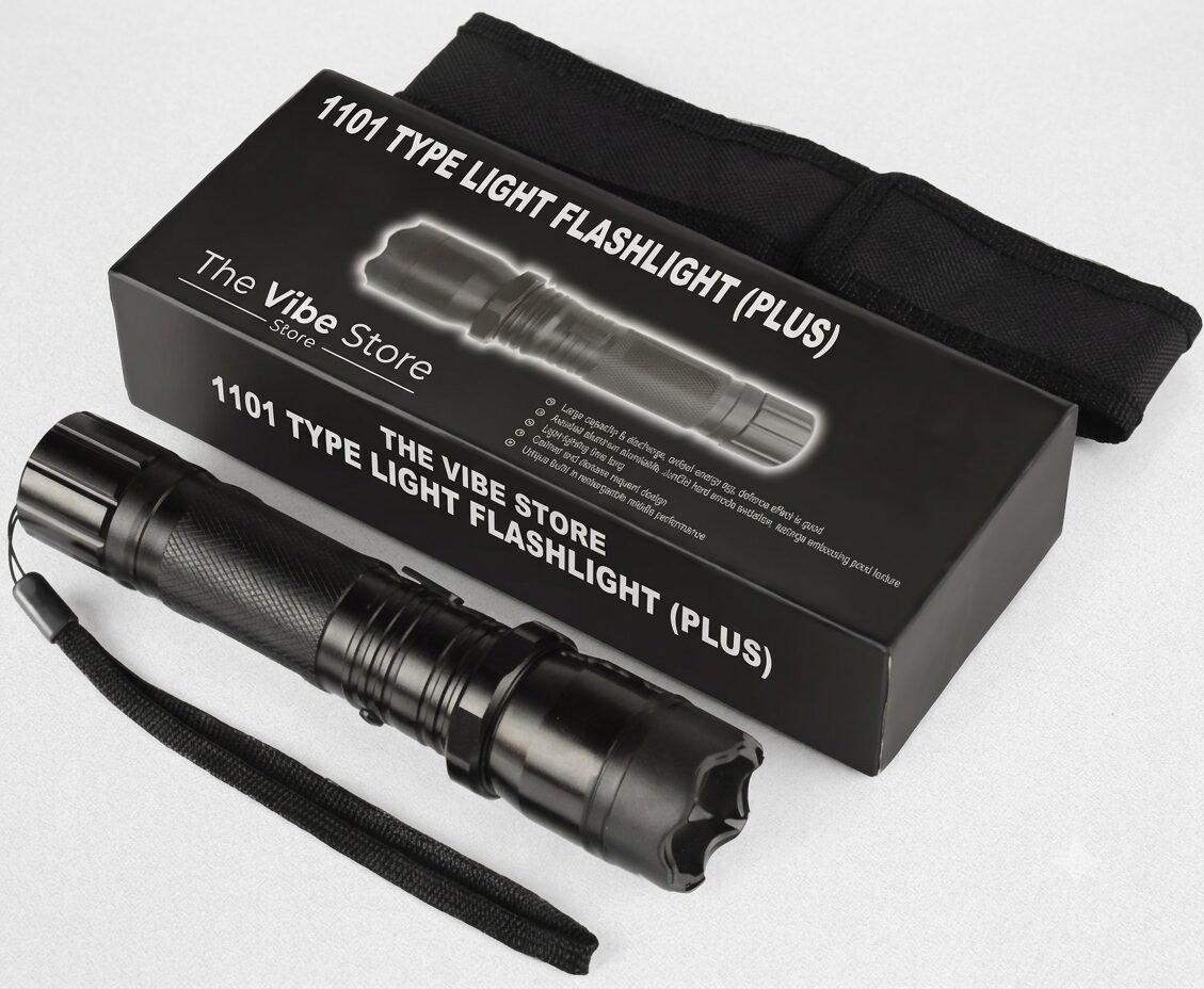 Rechargeable Tactical Stun Torch plus High-Intensity LED Light with Security Holster and Defense Shock Feature